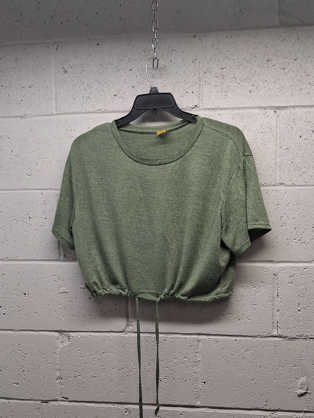 Womens Daisy Sage Green Drawstring Crop Top
